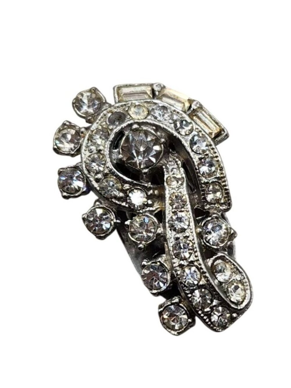 Elegant Clear Rhinestone Pin/Dress Clip Vintage 1940's Art Deco